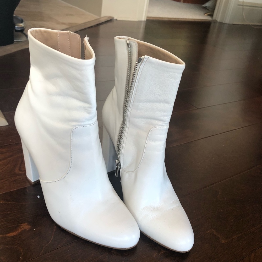White Leather Steve Madden Booties